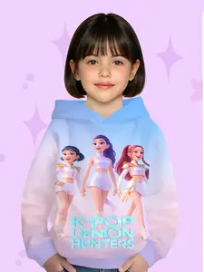 Girls Lightweight Hooded Sweatshirt, Casual Fashion Design, Fall & Winter Streetwear Trend, Daily Outdoor Activities