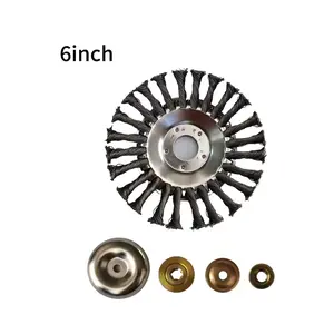 Weeding Head 6 Inch Steel Wire Weeder Grass Cutter Trimmer Head Weed Brush Steel Wire Grassing Head Weeder Machine Accessories