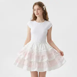 Sweet Girl Slimming Puff Skirt High Waist 3D Layered Cake Skirt Classic Plaid Ballet Style Short Skirt Casual Daily Fashion A-line Mini Skirt Trendy Streetwear All Match Cute Women Clothing
