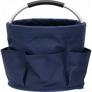 Foldable Storage Basket, 1 Count Multi-Functional Garden Tool Tote with 6 Pockets, Portable Organizer Bag with Rounded Handle for Home, Office, Dormitory and Outdoor Use, Poolside Storage Baskets