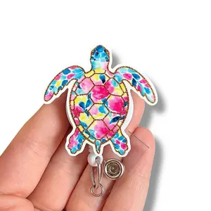 Glitter My Badge Sea turtle badge reel for nurse and hospital workers. Colorful Badge clip Badge pull - Retractable swivel clip with a 360 rotation. Great gift for coworkers.