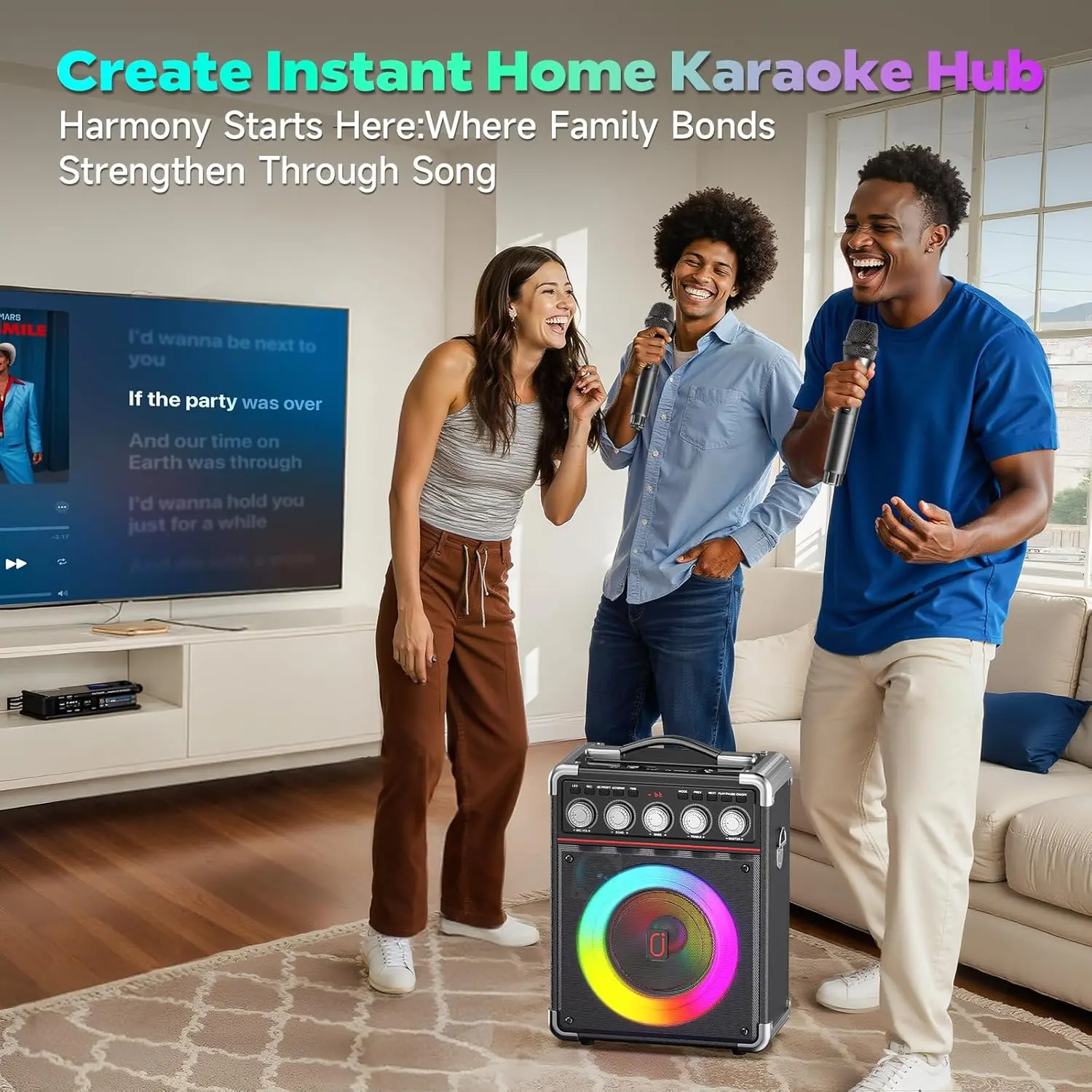 JYX TX05 Karaoke Machine for Adults with 2 Wireless Microphones