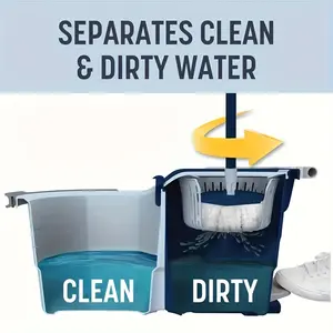 Clean Water Microfiber Spin Mop with 2-Bucket System, Blue/White