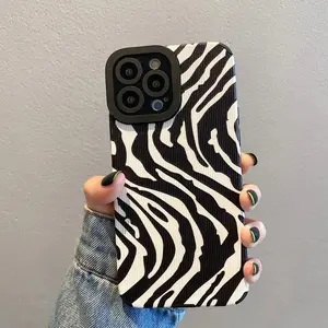 Fashion Zebra Stripes Silicone Case For iPhone 15 12 13 14 Plus 11 16 Pro Max Mini X XS XR 7 8 SE Soft Leather Shockproof Cover Screen Protector Protection Protective Cellphone Smartphone Casing Nbm