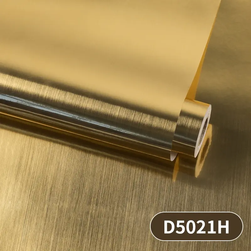 1 Roll Self-Adhesive Metallic Finish Decorative Vinyl Wrap Home Interior | Gold & Silver Stainless Steel Effect Film, Waterproof Removable Adhesive | 40cm*300cm (15.75in*118.11in) | for Elevator Doors, Refrigerators, Walls & Furniture Renovation