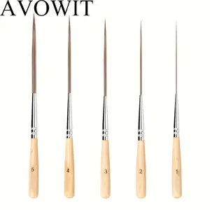 5-Piece Artist Oil and Acrylic Paint Brush Set for Painting, Long-Haired Short Handle Brushes, High Absorbency for Smooth Lines, Durable Wooden Handles