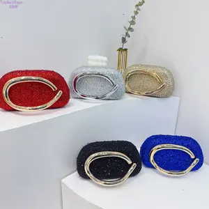Purses For Women 2026 - Trendy Vintage Sparkling Crystal Round Box Clutch Evening Purse, Metal Top Handle, Convertible Shoulder Crossbody for Wedding, Prom
