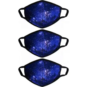 3 Pack blue galaxy Cloth Face Masks, Dust Cloth Mask, Breathable Soft Warm Windproof Face Protection for Men and Women