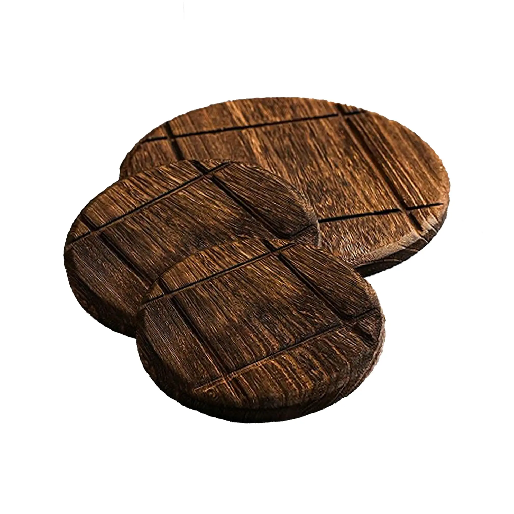 Wooden Placemat Set  Kitchen Heat Mat Resistant For Hot Dishes/pots/bowls/teapots/fondue Holders Non-slip And Durable Round (set Of 3) Two Small One Large