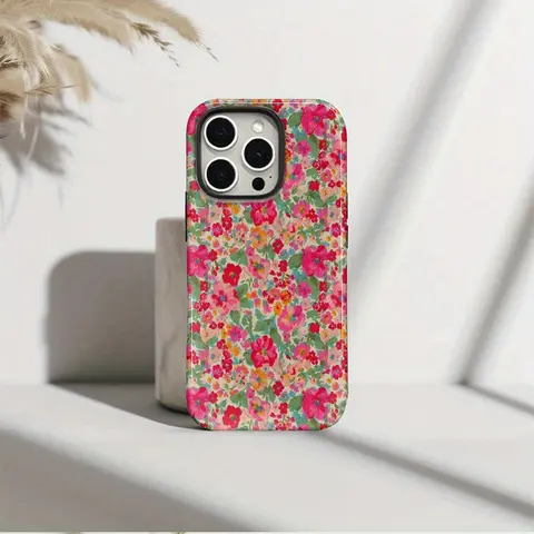 This beautifully designed floral pattern protective case is a durable 2-in-1 device suitable for iPhone 18/17/16/15/14/13/12/11 Pro Max/Plus/Pro and Galaxy S25/S24/S23 Ultra. It's a perfect gift for Valentine's Day, Easter, weddings, and birthdays.