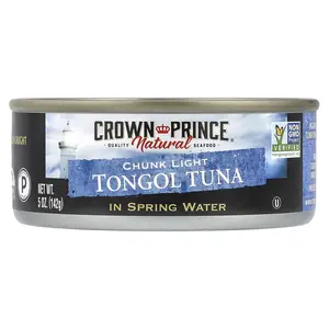 Crown Prince Natural Tongol Tuna, Chunk Light, In Spring Water, 5 oz (142 g)