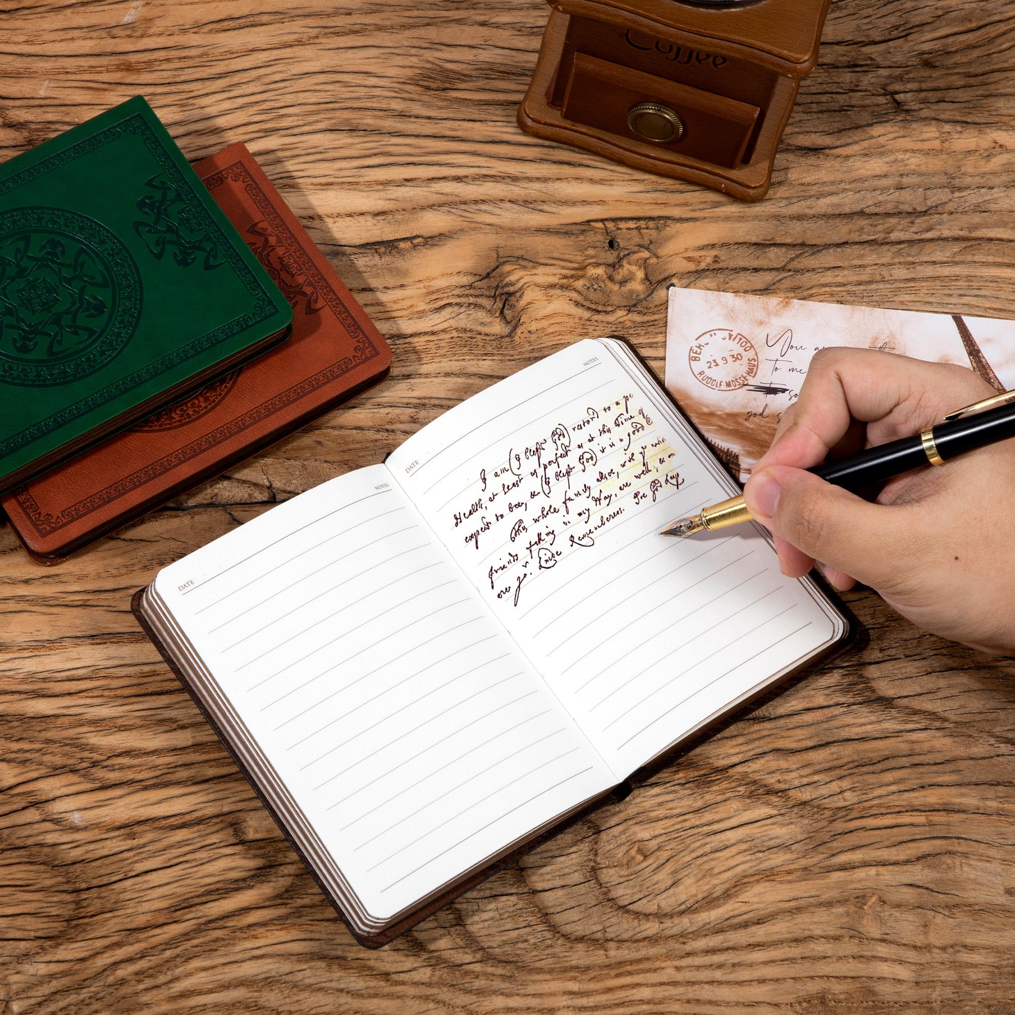 Soft Cover Hand-Stitched Vintage Notebook A5 Journal for Bible Study, Grimoires, Tarot Cards, Home Office, School Use, Valentine's Day  Gift Stationery with Lined Pages