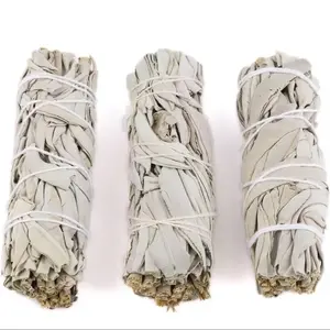 3pc 4" inch California White Sage Smudge Sticks - Stress Relief Dried Sage Incense Sticks - Burning Sage Sticks Bundle for Cleansing House Negative Energy - Hand Wrapped White Sage Incense Sticks - 3pk Scent Perfume Fragrance Scented Aroma Light