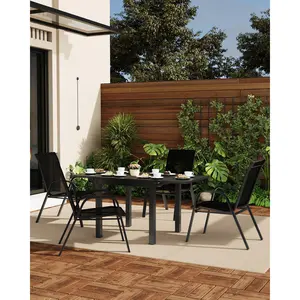 Stackable High-Back Patio Dining Chairs Set – Breathable Textilene Fabric, Durable Metal Frame, Weather Resistant, Space Saving, for Lawn, Backyard, Deck, Garden(One piece, one box)