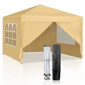 10'X10' Two Doors & Two Windows Practical Waterproof Right-Angle Folding Tent yellow