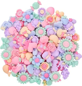 100 count 3D Candy Color  Flower Bow Fruit  Flatback Button for DIY Hair Clip Headband Scrapbooking Embelishments