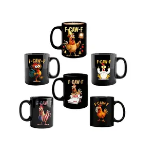Funny Chicken Print Coffee Mug, Travel coffee mug, Stylish Coffee Mugs, F-Caw-F Humorous Drinking Cup, Christmas Halloween Gift, 2026 New Year Celebration Mugs, Funny Gifts