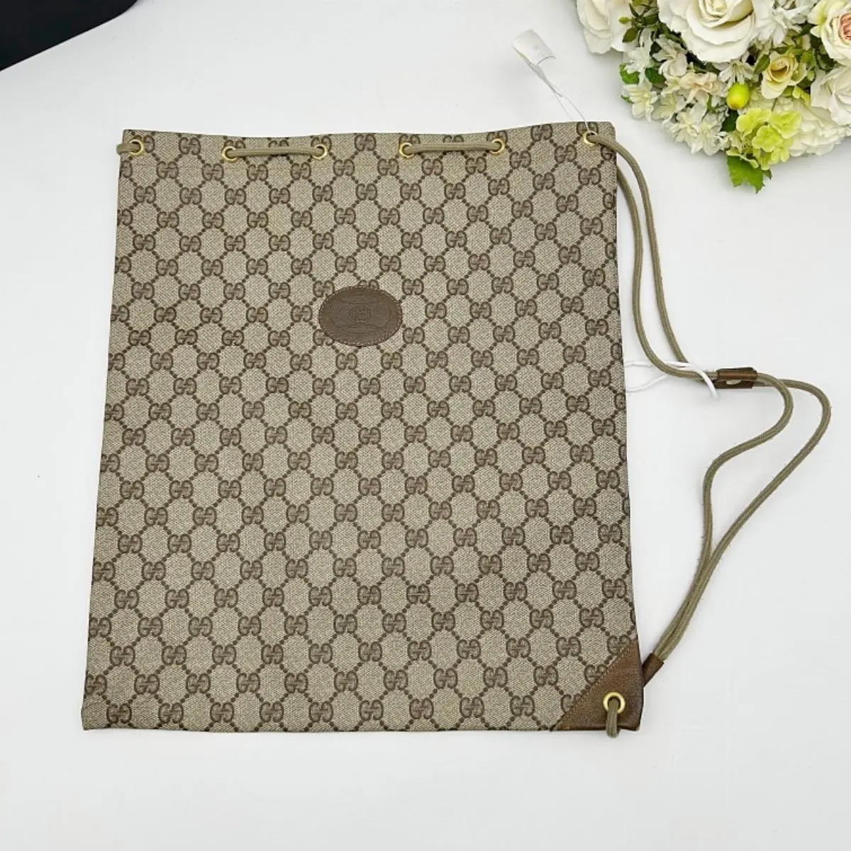Pre-owned GUCCI As Shown Shoulder Bags Vintage GG Monogram Drawstring Backpack Bag 2101219087832