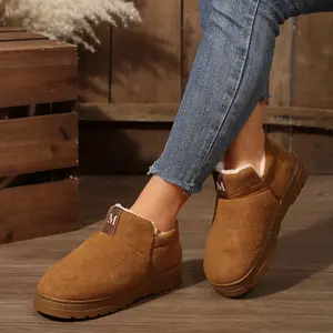 Women's Winter Slip - on Slippers: Plush Lining Warm Mini Snow Boots Comfortable Indoor & Outdoor Shoes