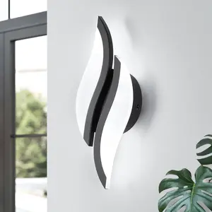 Modern LED Wall Sconce 6000K Black Indoor Wall Light Fixtures Acrylic Wall Sconce Lighting for Living Room Bedroom Bedside Bathroom Hallway Stairway Wall Lamp (Black, 1 Pack, 6000K)