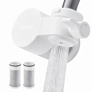Faucet Mount Water Filter System for Kitchen White Horizontal Installation, High Flow Drinking Water Purifier, Under Sink Compatible Purification, Removes Chlorine Odor Sediment Lead, Easy Install, Durable Cartridge
