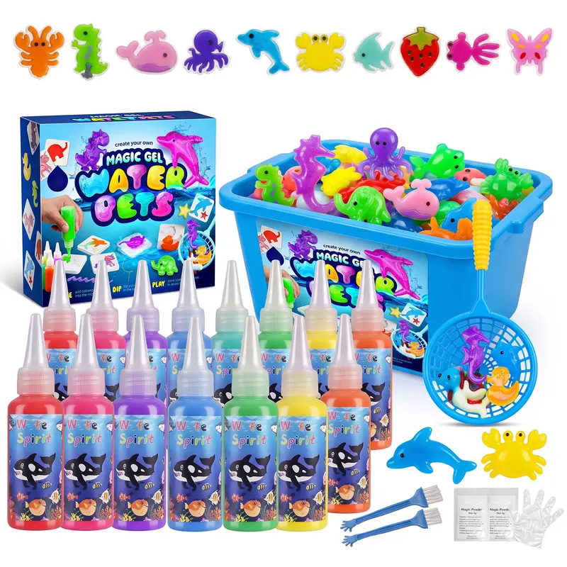 Magic Gel Water Pets Elf Toy Kit, Aqua Water Gel Kit for Kids, Contains Magic Gels & Molds – Squishy Maker, Sensory Toys, Birthday Gifts Crafts DIY for Kids