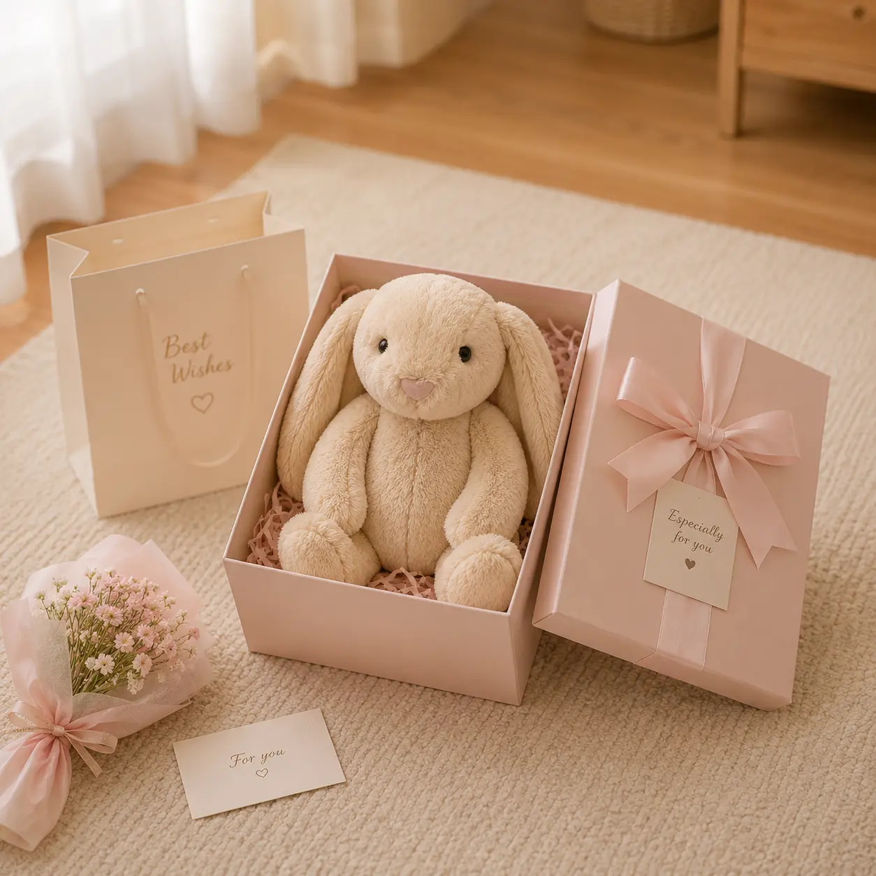 JELLYCAT Cute Bunny Plush Toy with Long Floppy Ears, Ultra Soft Stuffed Rabbit for Kids, Baby Nursery Decor, Birthday & Easter Gift