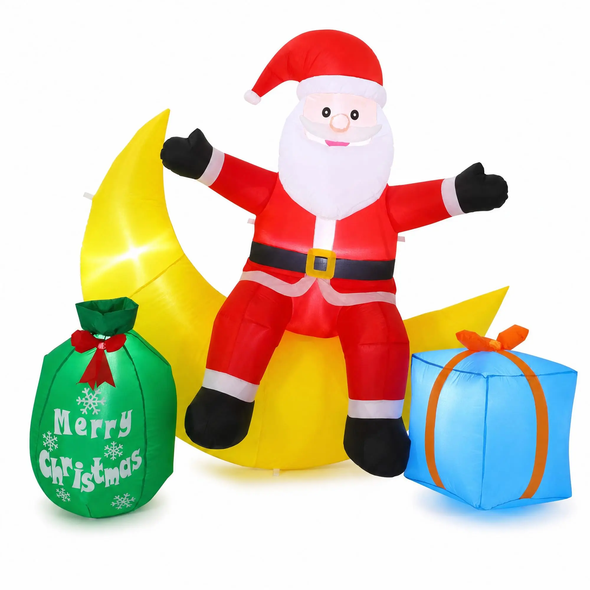 Garvee 6FT Blow-Up Standing Santa Claus on Moon - Magical LED Glow Decor, Waterproof Oxford Polyester, Built-In Fan, Outdoor Festive Holiday Decorations, Blow-Up Balloon Holiday Decorating for Lawn & Garden