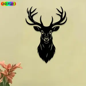 1pc Deer Head Metal Wall Art, Majestic Deer Head Statue Mural, Ideal Gift for Christmas, New Year, Nature & Wildlife Decor Enthusiasts, Rust-Resistant Metal Wall Decor Wall Sculptures,  Unique Home & Outdoor Decor Accent