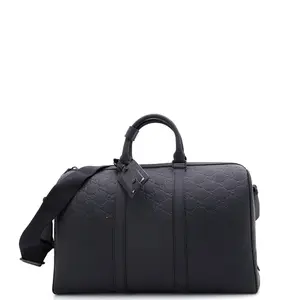 Pre-owned GUCCI Leather Travel Bags Convertible Duffle Bag GG Rubber Effect Medium by Rebag