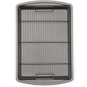 Nonstick Carbon Steel Baking Pan 15” x 10.5” - Pizza Crisper, Crispy Bacon, Multipurpose Cooking Sheet Pan, Dishwasher Safe, Kitchen Cookware Set