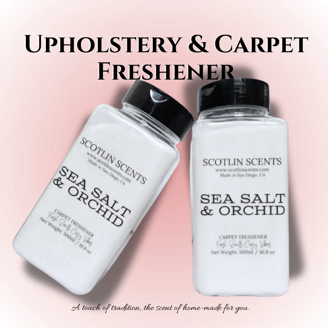 Sea Salt and Orchid Upholstery and Carpet Freshener | Natural Odor Eliminator | Home and Car Deodorizer | Scotlin Scents