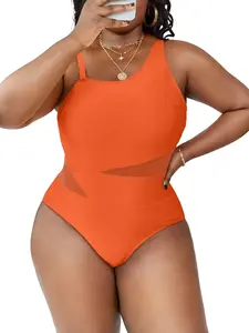 Swim Curve Plus Contrast Mesh Insert One Piece Swimsuit