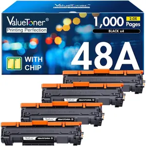 Compatible Toner Cartridge Replacement for HP Laserjet 48A Black Toner Cartridge 48A CF248A for Laserjet Pro M15w, M16a, M15a, M16w, MFP, M31w, M30w, M29w Laser Printers (Black, 4 Pack)