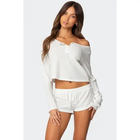 Teddy Cropped Waffle Top