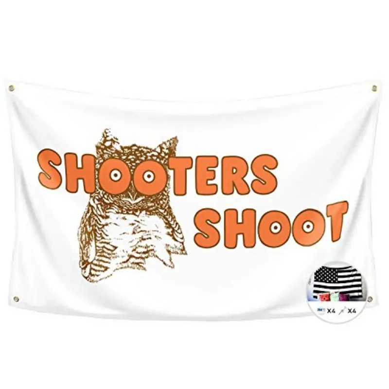 2D Flat Banner 1pc, Shooters Shooting Flag Banner, Fun Owl Poster Flag, Durable Men's Cave Wall Flag, No Power Needed