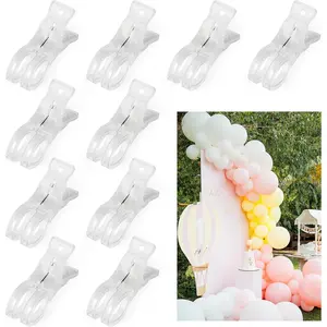 10 Pack 3.62 Inch Large Heavy Duty Clear Transparent Plastic Balloon Arch Clips Spring Clamps for Birthday Decoration Crafts Backdrop Beach Towel