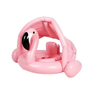Baby Swimming Ring with Detachable Sunshade, Anti-Tip Safety Seat Design, Infant Water Play Float, Comfortable & Secure Swim Aid
