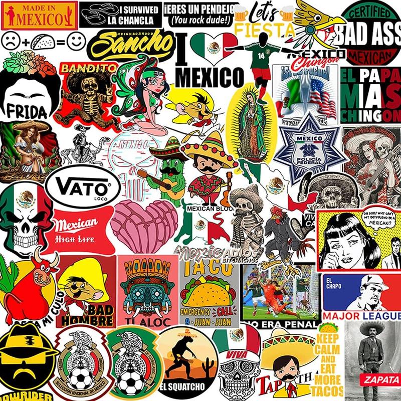 50/100 Mexican Hardhat Stickers, Funny Vinyl Mexico Tool Box Stickers, Design for Helmet Hood Laptop Water Bottle, Mexico Pride Patriotic Decals for Men Adults Ironworkers Lineman Oilfield Electrician