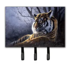 TIGER Daphne Baxter Bengal Tiger Metal 3-Hook Decor Hanger, Home Decor Room Accessories for Leash, Key Storage