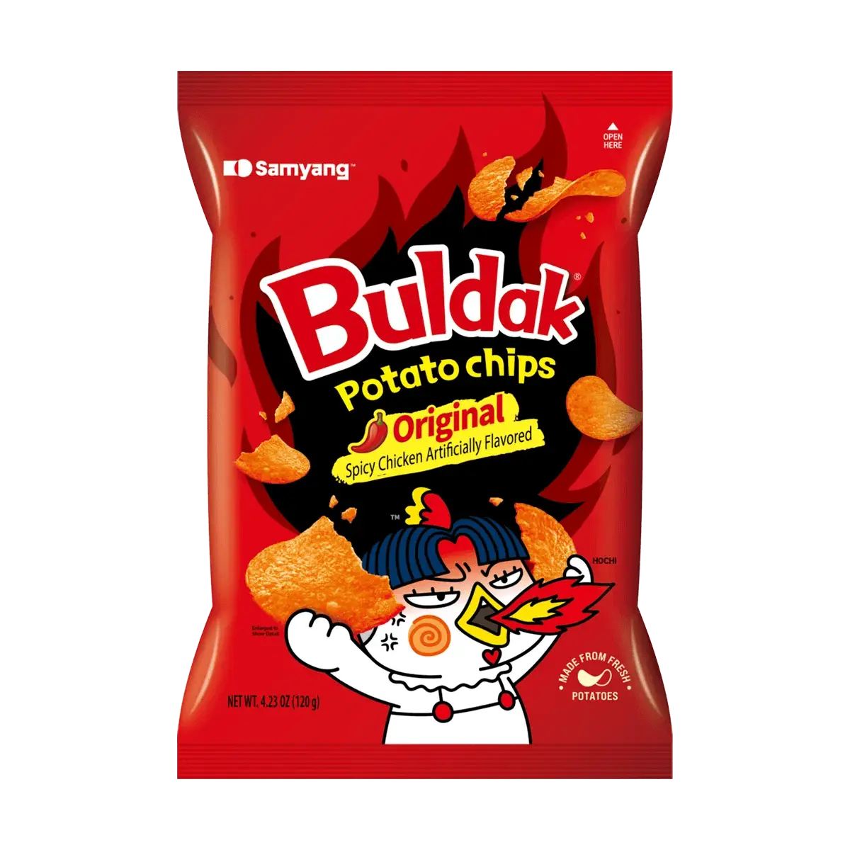 Samyang Buldak Fire Chicken Potato Chips - Original Spicy Flavor, 120g Snack
