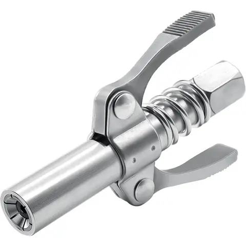 6-Jaw Lock-On Zinc Alloy Grease Gun Coupler with Anti-Slip Handles, 10000 PSI High-Pressure Quick-Release Oil Nozzles - 1/8" NPT Standard Auto Repair Tools, Automotive Vehicle Tool for DIN, SAE Grease Fittings