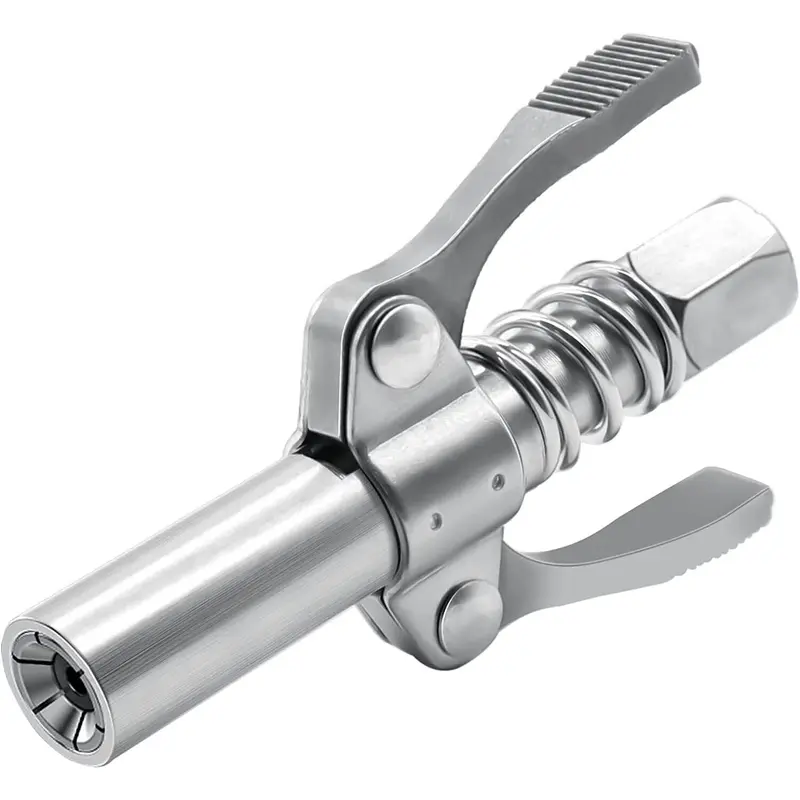 6-Jaw Lock-On Zinc Alloy Grease Gun Coupler with Anti-Slip Handles, 10000 PSI High-Pressure Quick-Release Oil Nozzles - 1/8" NPT Standard Auto Repair Tools, Automotive Vehicle Tool for DIN, SAE Grease Fittings
