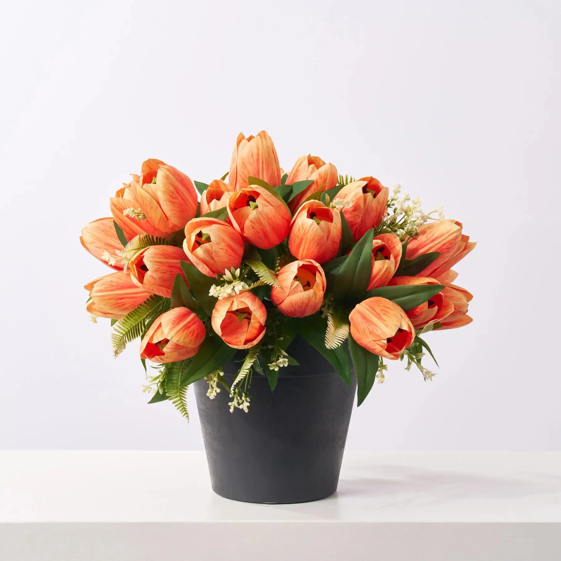 Faux Orange Tulip Outdoor Urn Filler Spring Summer Arrangement