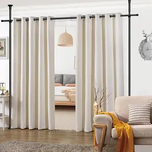 Room divider curtain rod，Expandable Room Divider, Tension Curtain Rod, Damage Free Freestanding Vertical Tension Stand, maximum extension W:70inch H:125inch (Black)