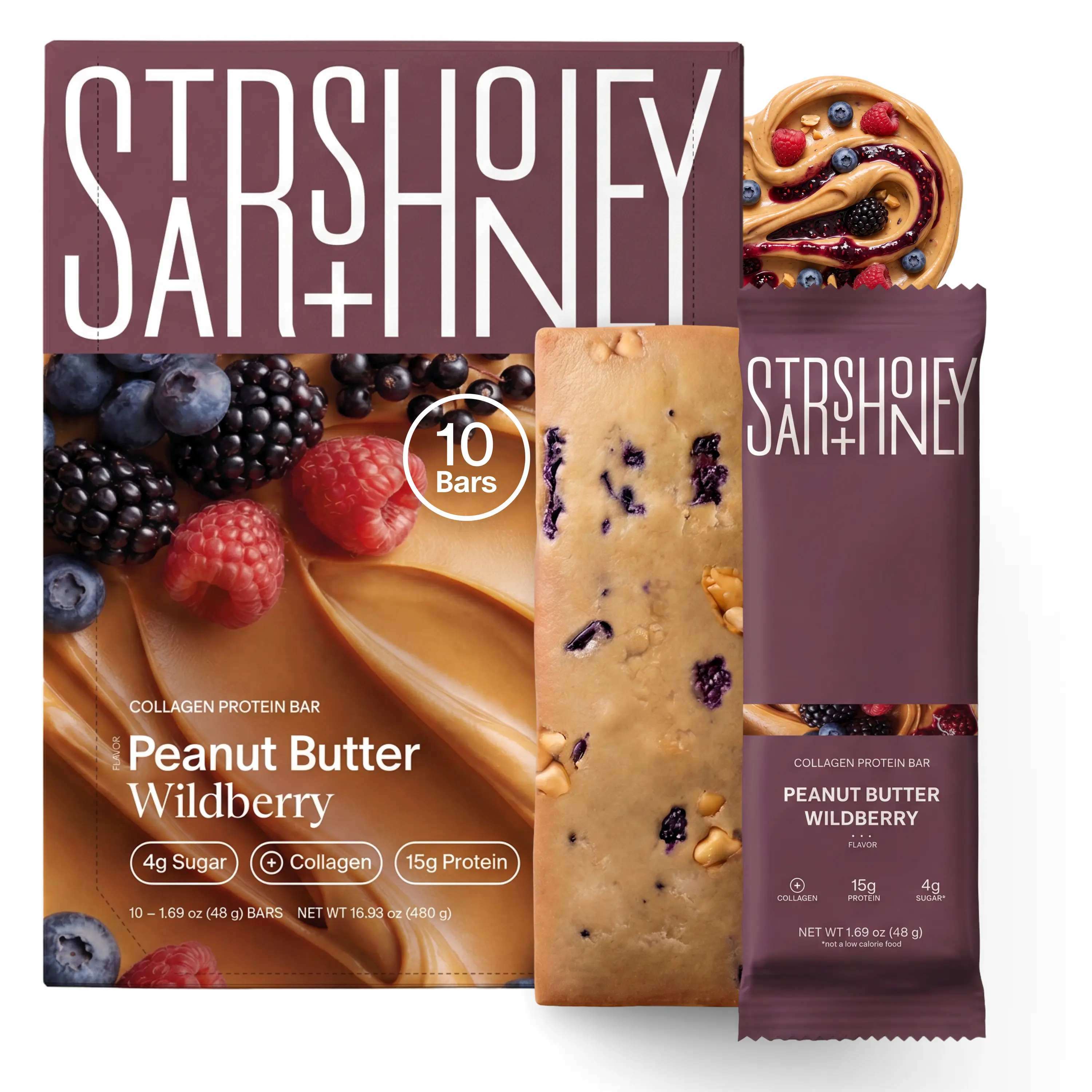 Stars + Honey | The Protein Bar – Peanut Butter Wildberry Jam - All natural ingredients. Gluten Free, Dairy Free, Soy Free and no sugar alcohol sweeteners. (Copy