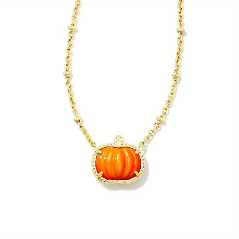 Commuter Short New Halloween Pumpkin Texture Necklace