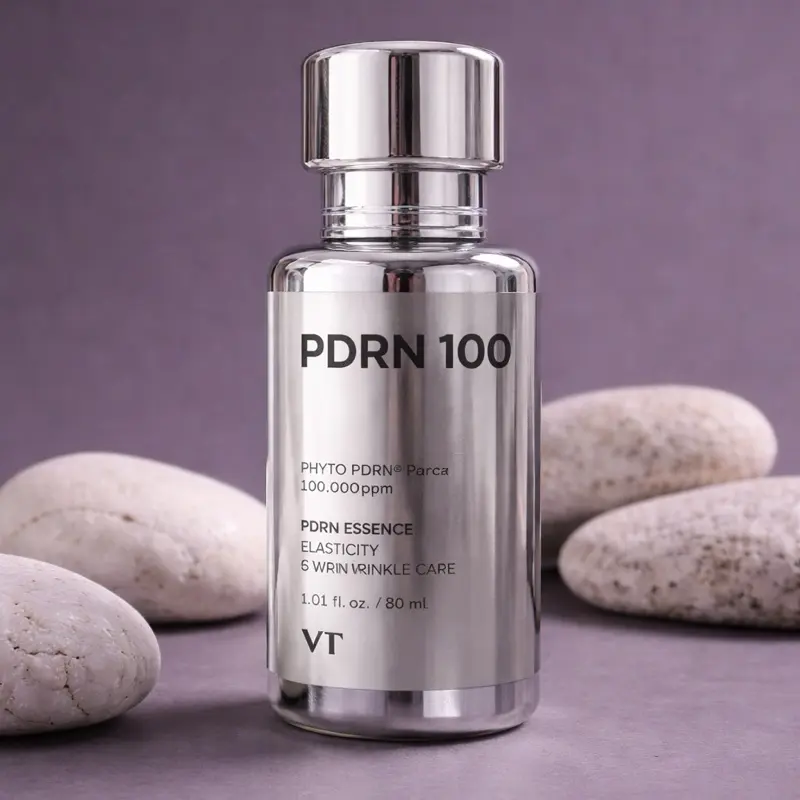 VT PDRN 100 Essence is a concentrated Korean skincare essence designed to improve the appearance of wrinkles and support skin elasticity.