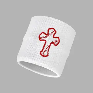 Baseball Cross White Drip Wristband