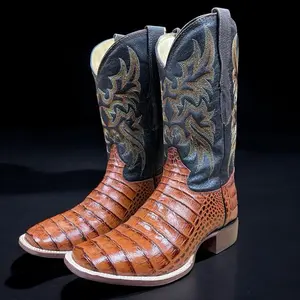 Men’s Alligator Skin Cowboy Boots. Belly Caiman Skin Boots. Western Cowboy Boots for Men. Botas De Piel Caimán. Botas Vaqueras De Hombre.